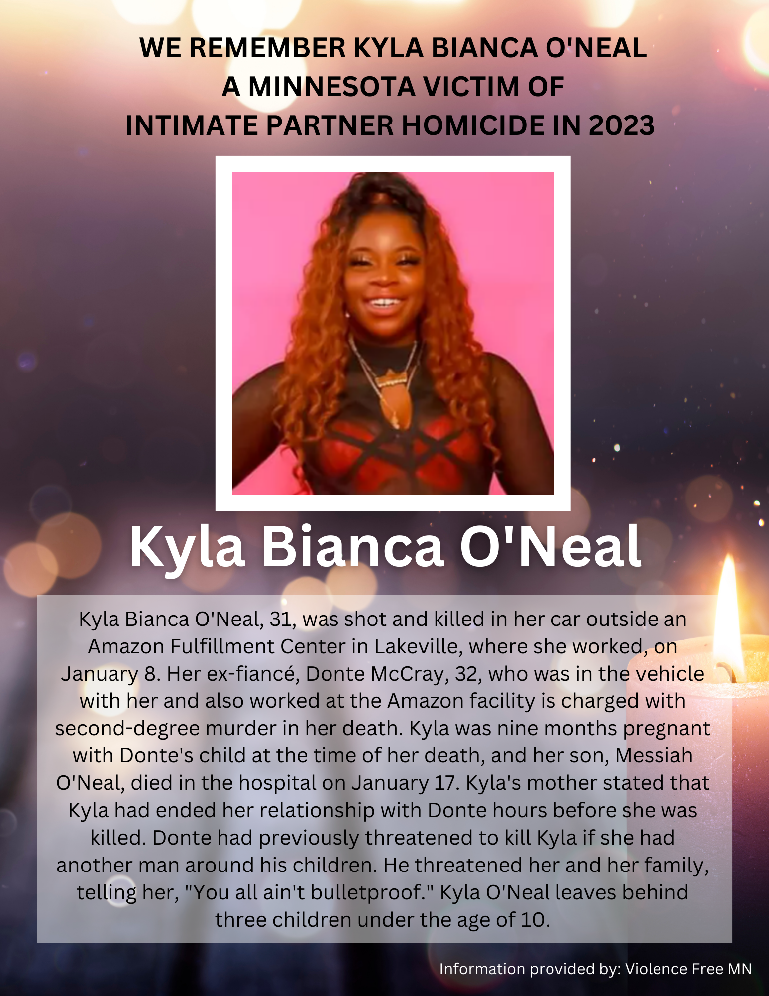 Memorial Display - Kyla Bianca ONeal