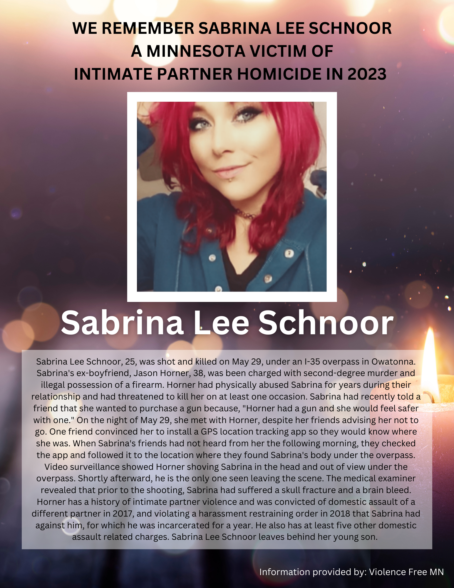 Memorial Display - Sabrina Lee Schnoor