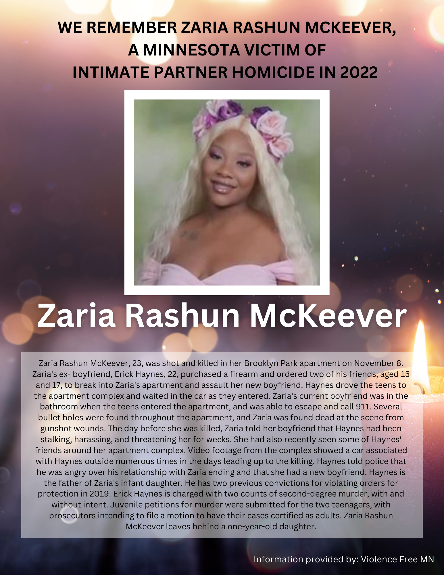Memorial Display - Zaria Rashun McKeever